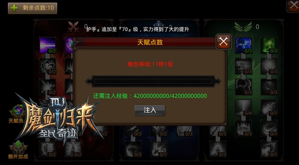 全民奇迹天赋树都有什么